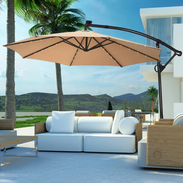 Sppotlight Patio Offset Umbrella Solar Powered LED
